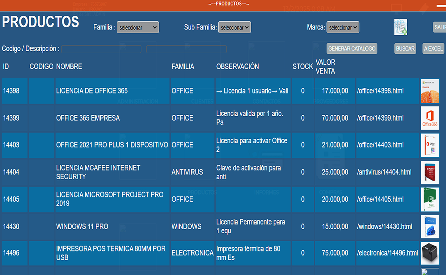 Web store products